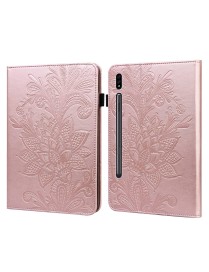 For Samsung Galaxy Tab S8 / Galaxy Tab S7 SM-T870/SM-T875/SM-T876B Lace Flower Embossing Pattern Horizontal Flip Leather Case wi