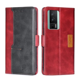 For Xiaomi Redmi K60 / K60 Pro Contrast Color Side Buckle Leather Phone Case(Red + Black)