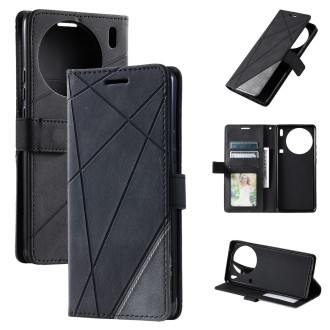 For vivo X90 5G Skin Feel Splicing Leather Phone Case(Black)