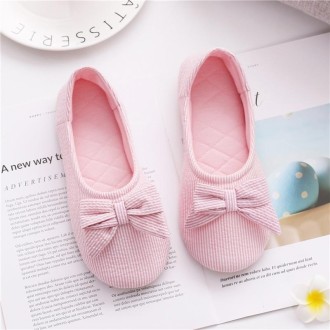 Bow Confinement Shoes Indoor Home Confinement Shoes Non-Slip Floor Bag Heel Slippers, Size: 37-38(Pink)