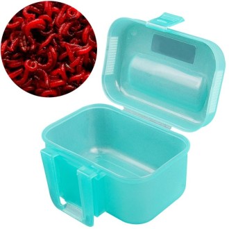 Plastic Live Earthworm Fishing Tackle Box Bug Shrimp Bait Box(Green)