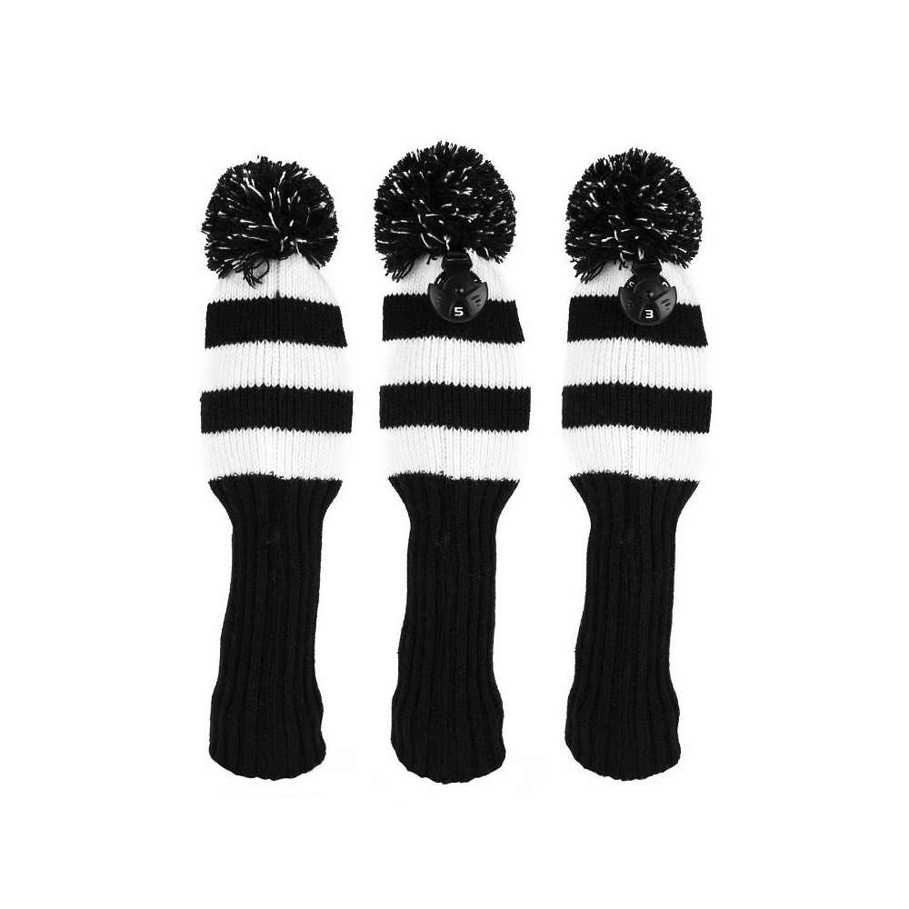 3 PCS/Set Golf Wooden Club Knitted Cover(Black)