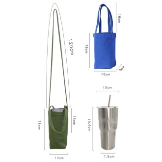 Portable Water Cup Coffee Bag Outdoor Thermal Insulation Solid-Color Canvas Cup Cover, Specification: Crossbody (Dark Gray)