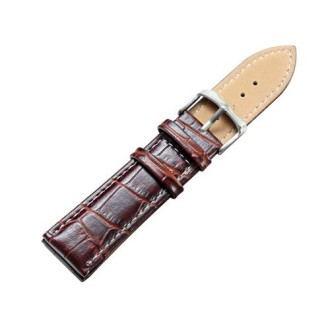 CAGARNY Simple Fashion Watches Band Silver Buckle Leather Watch Band, Width: 22mm(Brown)