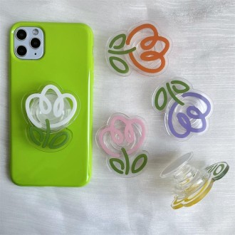 Transparent Colored Tulip Flower Airbag Support Desktop Can Retractable Back Paste Phone Bracket(Yellow)