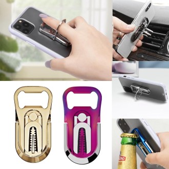 Multifunction Car Air Vent Phone Holder Finger Ring Phone Bracket Bottle Opener(Dazzling Color)