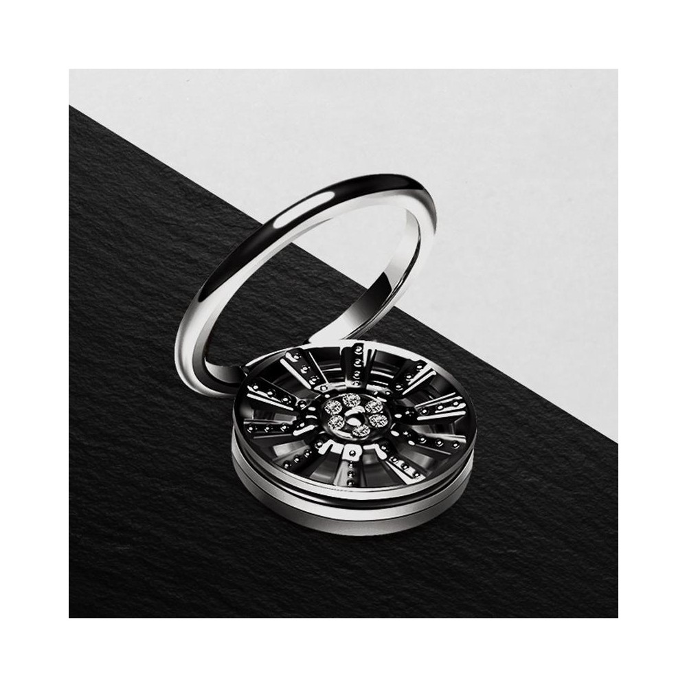 3 PCS Ring Gyro Phone Holder Zinc Alloy Multi-Function Rotating Phone Ring Holder, Colour:  With Diamonds (Black)