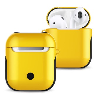 Varnished PC Bluetooth Earphones Case Anti-lost Storage Bag for Apple AirPods 1/2(Yellow)