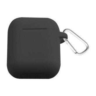 Thicken Cover Anti-drop Dust-proof Buckle Bluetooth Earphone Silicone Case for Apple Airpods(Black)