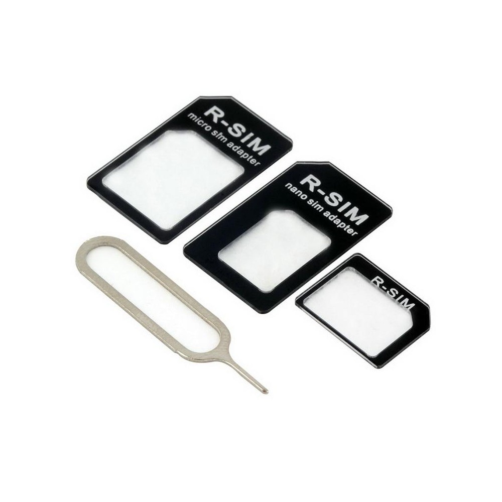 4 in 1 (Nano SIM to Micro SIM Card+ Micro SIM to Standard Card + Nano SIM to Standard Card + Sim Card Tray Holder Eject Pin Key 