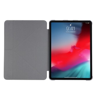 For iPad Air 13 2024 / iPad Pro 12.9 2022 / 2021 Silk Texture Horizontal Deformation Flip Leather Tablet Case with Holder(Silver