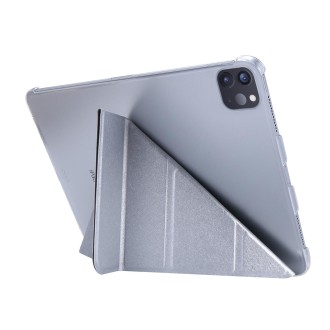 For iPad Air 13 2024 / iPad Pro 12.9 2022 / 2021 Silk Texture Horizontal Deformation Flip Leather Tablet Case with Holder(Silver