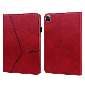 For iPad Pro 12.9 2022 / 2021 / 2020 / 2018 Solid Color Embossed Striped Leather Case(Red)