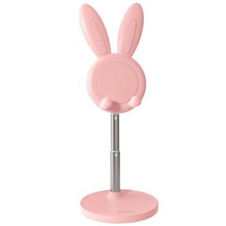 03247 Rabbit Retractable Phone Lazy Bracket Foldable Desktop Holder(Pink)