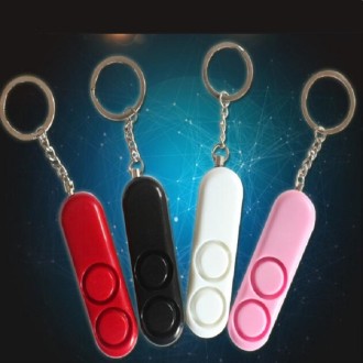 2 PCS 120dB Self Defense Anti-rape Device Dual Speakers Loud Alarm Safety Personal Security Keychain, Random Color Delivery