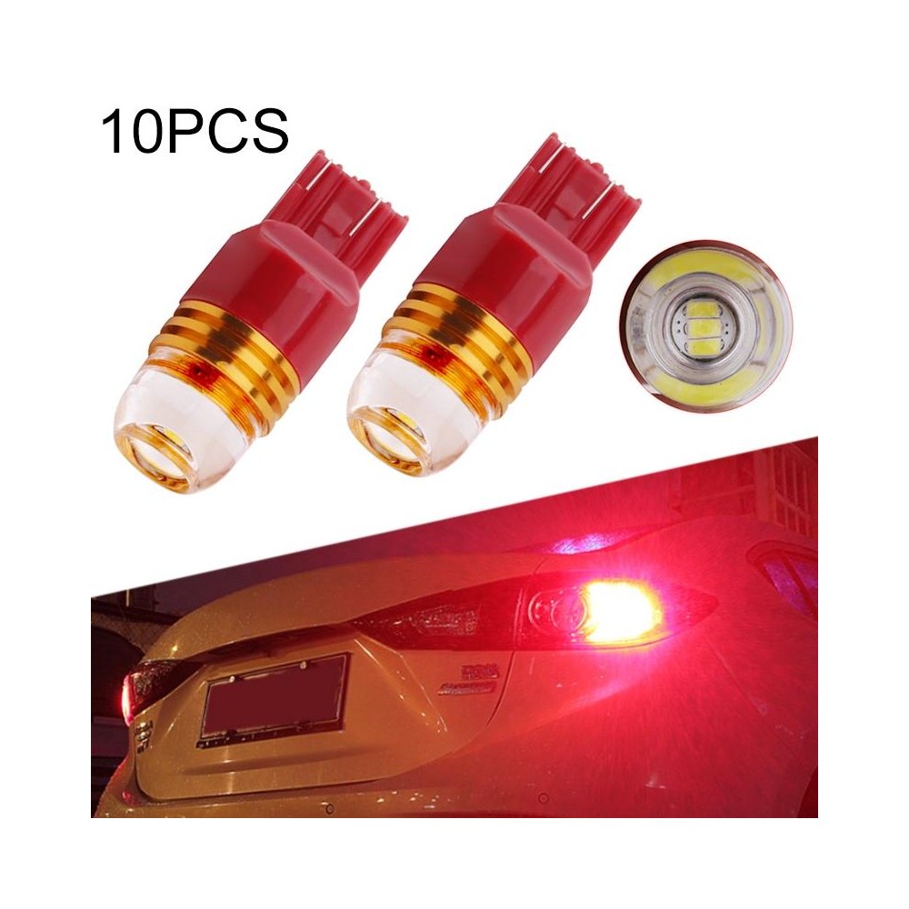 10pcs T20 3157 DC12V / 0.24W / 0.02A / 60LM Car LED Brake Light, Shell Random Color Delivery (Red Light)