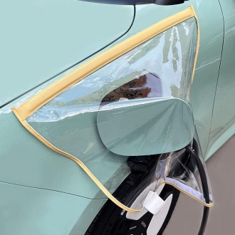 Electric Vehicle Charging Port Magnetic Transparent Rain Cover(Yellow)