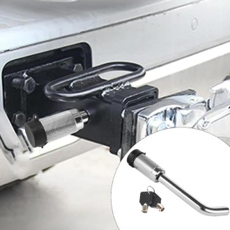 Car Latch Lock Trailer Tow Hook Anti-theft Padlock(Straight Pipe Black)