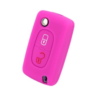 2pcs Car Key Cover for Peugeot 206/207/4008/3008 Citroen Sega/Triumph/C5(Rose Red)