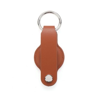 For AirTag Tracker Leather Case Key Holder(Linear Brown)