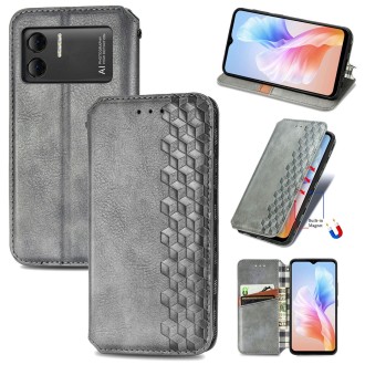 For DOOGEE X98 Pro / X98 Cubic Grid Pressed Magnetic Leather Phone Case(Grey)