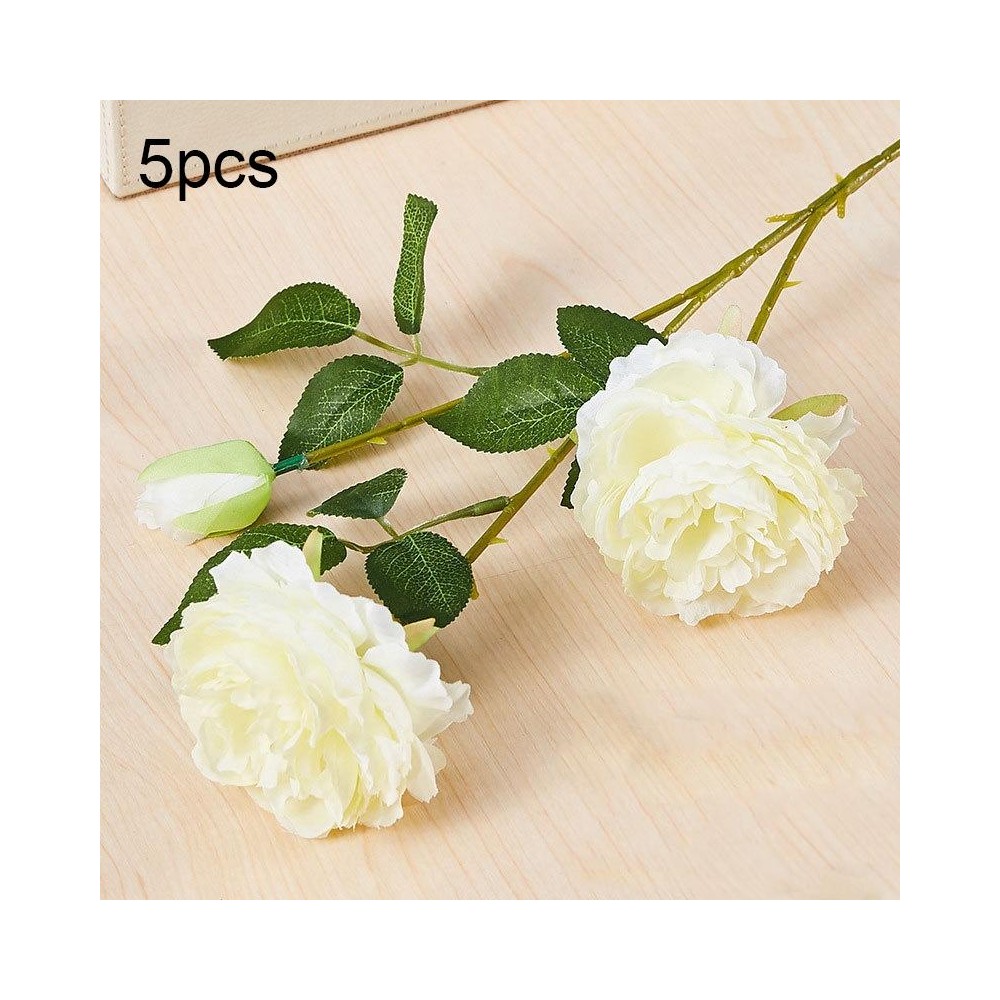 5pcs JC0055 Continental Core Flower Beam Wedding Simulation Flower Home Artificial Silk Flower(Peony White)