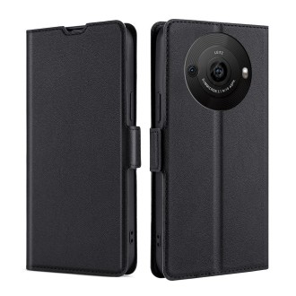 For Sharp Aquos R8 Pro SH-51D Ultra-thin Voltage Side Buckle Horizontal Flip Leather Phone Case(Black)