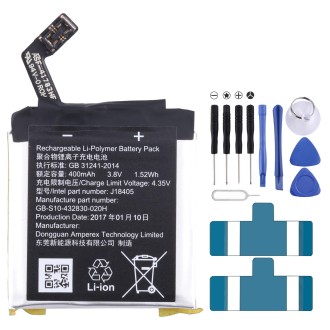 For Sony J18405 Smart Watch Battery Replacement GB-S10-432830-010H 400mAh