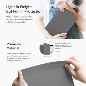 For Teclast M40 Pro 3-Fold Holder Folio Leather Tablet Smart Case(Grey)