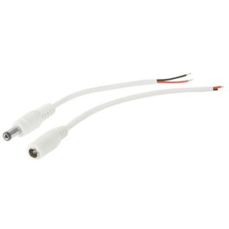 5.5 x 2.1mm DC Power Female Barrel to Male Barrel Connector Adaptor for LED Light Controller, Length: 20cm (White)