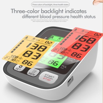 JZ-256A Tri-Color Backlight Automatic Upper Arm Sphygmomanometer Home Electronic Sphygmomanometer, Specification: 22-42cm(Voice 