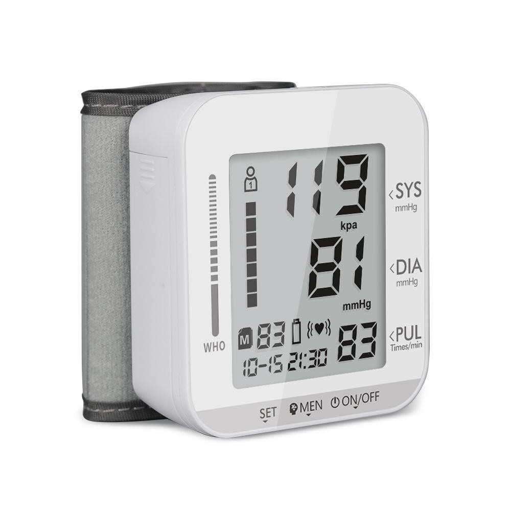 JZ-251A Household Automatic Electronic Sphygmomanometer Smart Wrist Blood Pressure Meter, Shape: No Voice Broadcast(Full White)