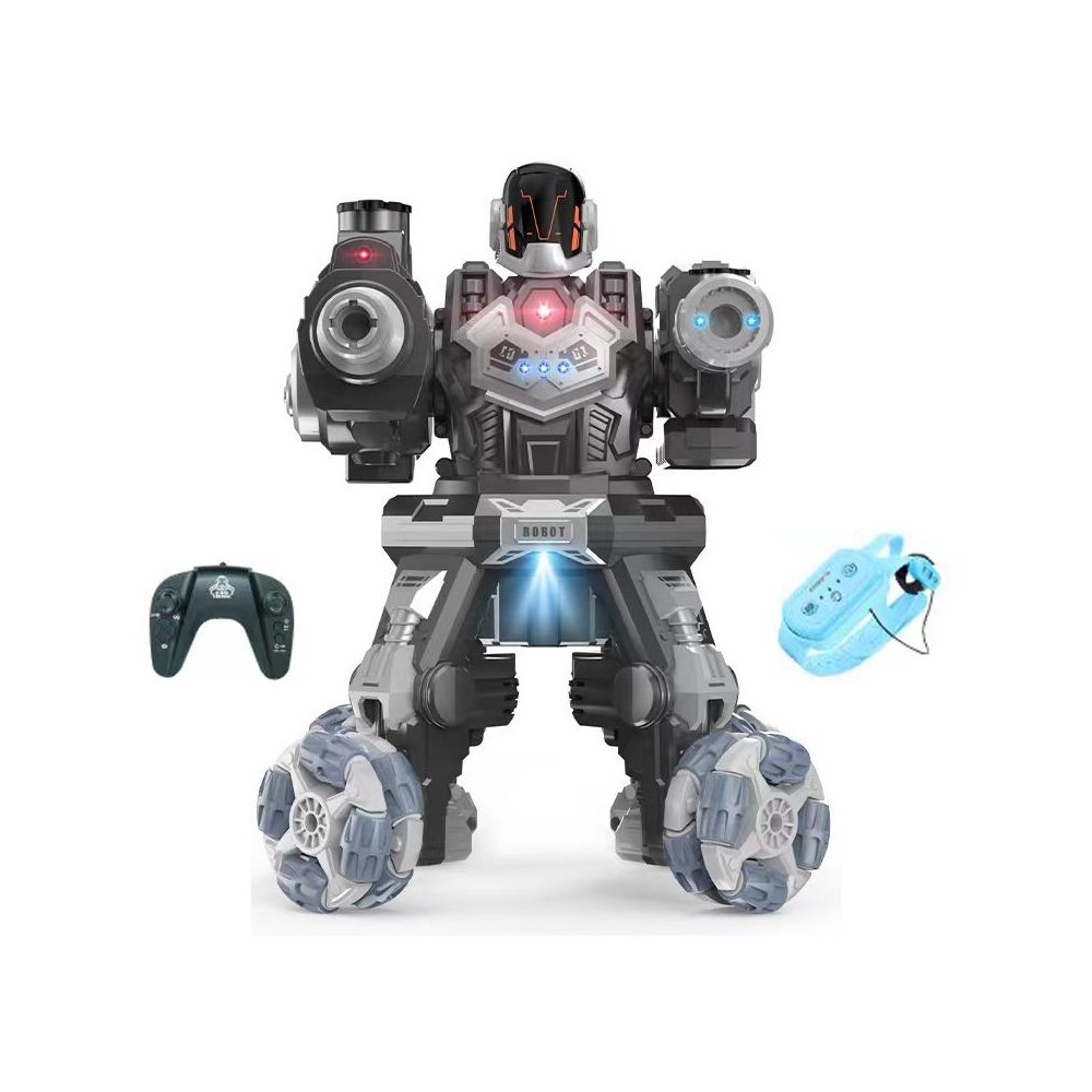 JJR/C R26 2.4G Remote Control Smart Battle Spray Robot, Specification:Double Control(Silver)