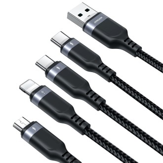 JOYROOM A18 3.5A USB to 8 Pin+Dual USB-C/Type-C+Micro USB 4 in 1 Data Cable, Length: 1.2m(Black)