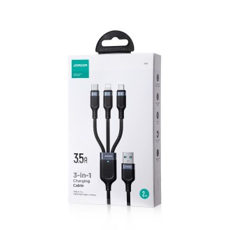 JOYROOM A18 3.5A USB to 8 Pin+USB-C/Type-C+Micro USB 3 in 1 Data Cable, Length:2m(Black)