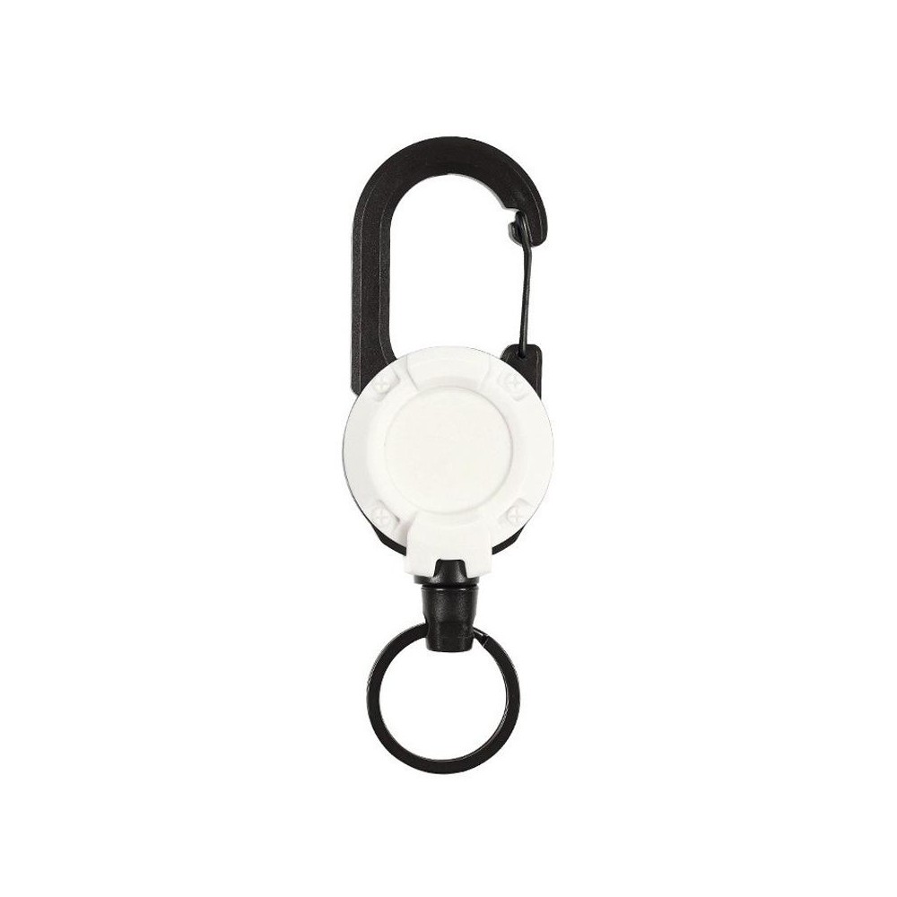 Backpack Carabiner Plastic Retractable Pull Badge Reel, Color: White- Fiber Rope