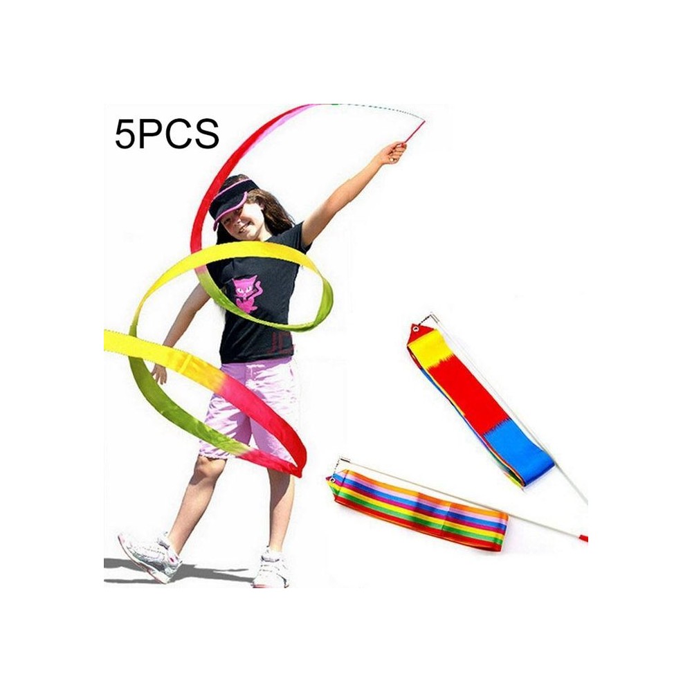 5 PCS 4m Colorful Children Toy Dancing Practices Dance Ribbons with Sticks, Random Pattern Delivery