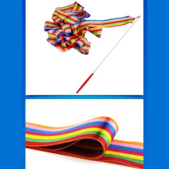 5 PCS 4m Colorful Children Toy Dancing Practices Dance Ribbons with Sticks, Random Pattern Delivery