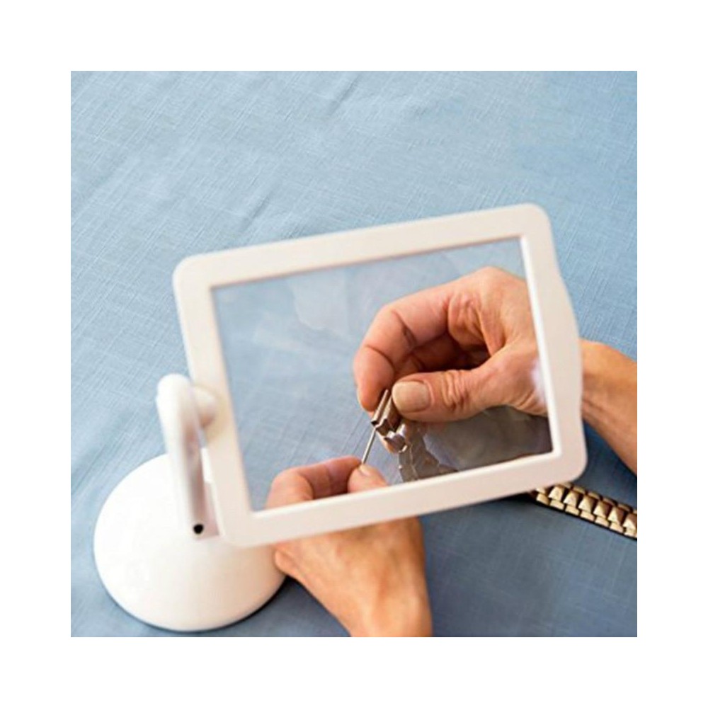 Reading Brighter Viewer LED Large Screen 3X Magnifier with White Light 360 Degree Rotation Hands-Free Desktop Magnifier