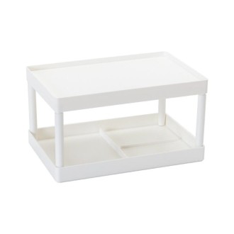 Simple Double-Layer Desktop Rack Dormitory Stationery & Sundries Organizer(White)