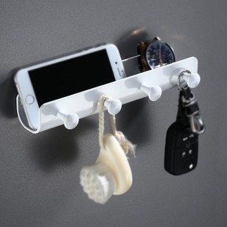 UM112 Home Storage Hook Wall Decoration Mobile Phone Shelf, Specification: White 4 Hook