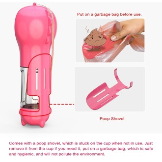 3 in 1 Leakproof Outdoor Dog Water Fountain Portable Pet Drinking Bottle, Size: 500ml(Pink)