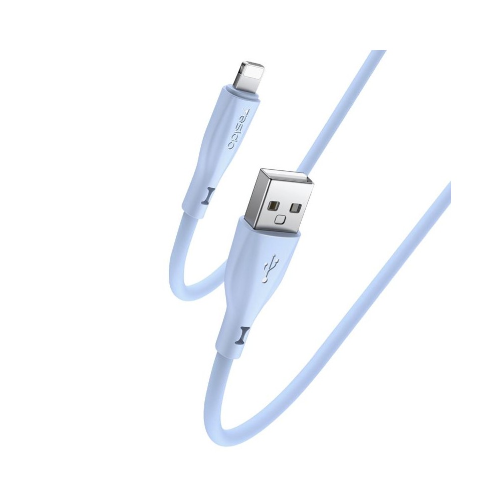 Yesido CA119L USB to 8 Pin Silicone Charging Data Cable, Cable Length: 1m(Blue)