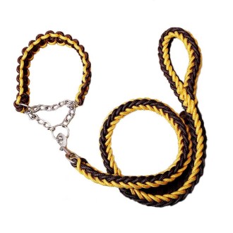 Dog Leash Braided Belt Pet Explosion-Proof Leash, Size: M(Chain Yellow+Brown)