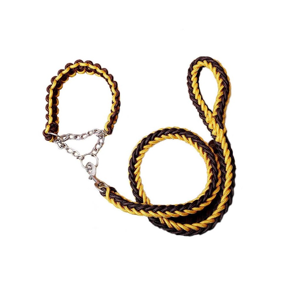 Dog Leash Braided Belt Pet Explosion-Proof Leash, Size: M(Chain Yellow+Brown)