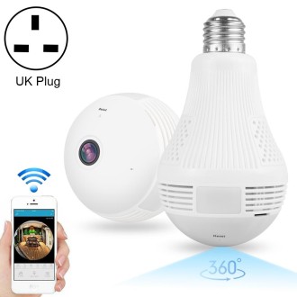 DP1 2.0 Million Pixels 360 Degrees Viewing Angle Light Bulb WiFi Camera, Support One Key Reset & TF Card & Night Vision, UK Plug