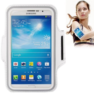 PU Sports Armband Case with Earphone Hole for Galaxy Mega 6.3 / i9200, Below 6.3 inch Phones(White)