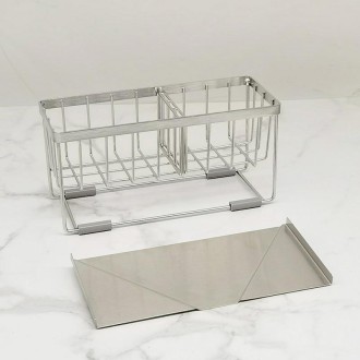 Stainless Steel Sponge Drainer Rack Multifunctional Storage Shelf, Style: Ordinary Model+Footbed