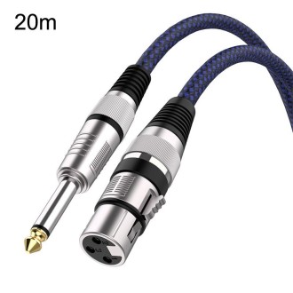 20m Blue and Black Net TRS 6.35mm Male To Caron Female Microphone XLR Balance Cable