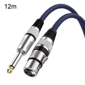 12m Blue and Black Net TRS 6.35mm Male To Caron Female Microphone XLR Balance Cable